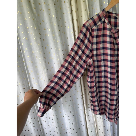 Lucky Brand Soft Girlfriend Plaid Hi Low Quarter Button Down Popover Shirt XL - Picture 3 of 5